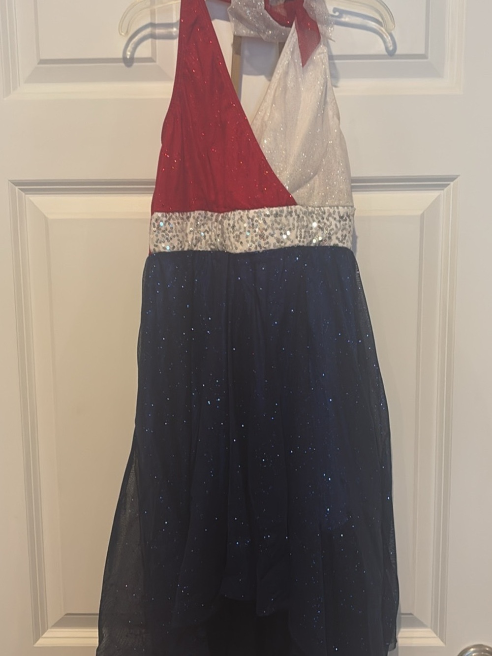 Dansco Red, White & Navy Sparkle Halter Dress